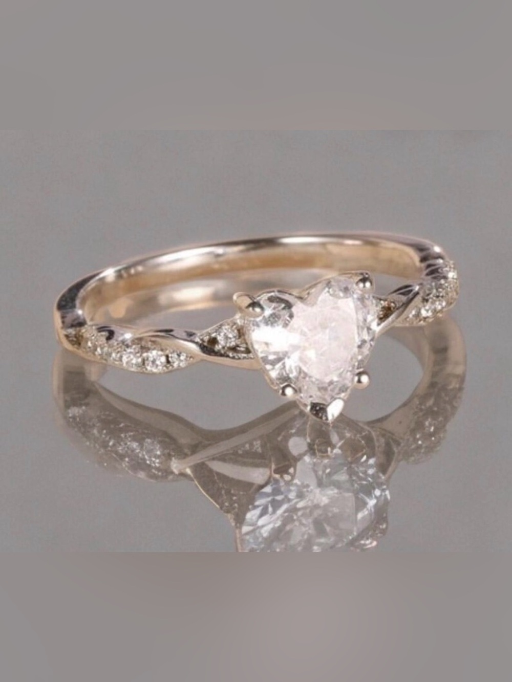 Silver Heart-Cut Cubic Zirconia Ring - Sparkling Silver